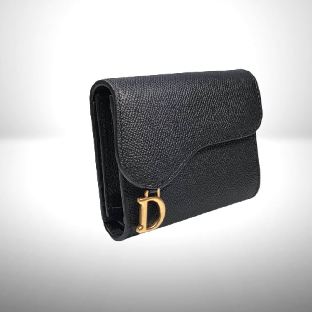 Dior Saddle Lotus Wallet in Black Grained Calfskin Leather - New - Picture 2 of 7